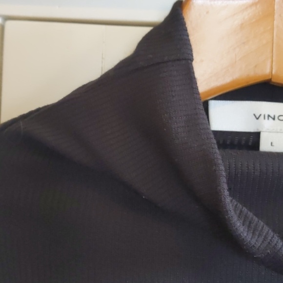 NWOT Vince Ribbed Mock Neck Sweater Black Lightweight Minimalist Neutral Large - Picture 14 of 17